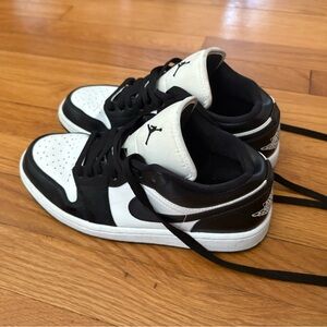 black and white panda jordan low top sneakers